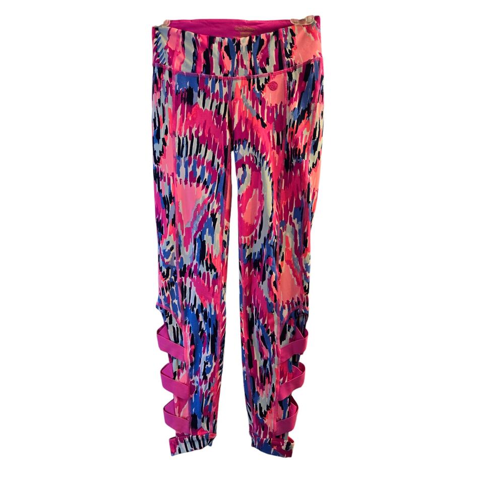 Lilly Pulitzer Luxletic Leggings Print Cropped Capri Cut Outs Size XS